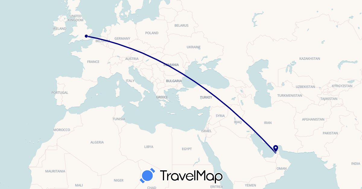 TravelMap itinerary: driving in United Arab Emirates, United Kingdom (Asia, Europe)